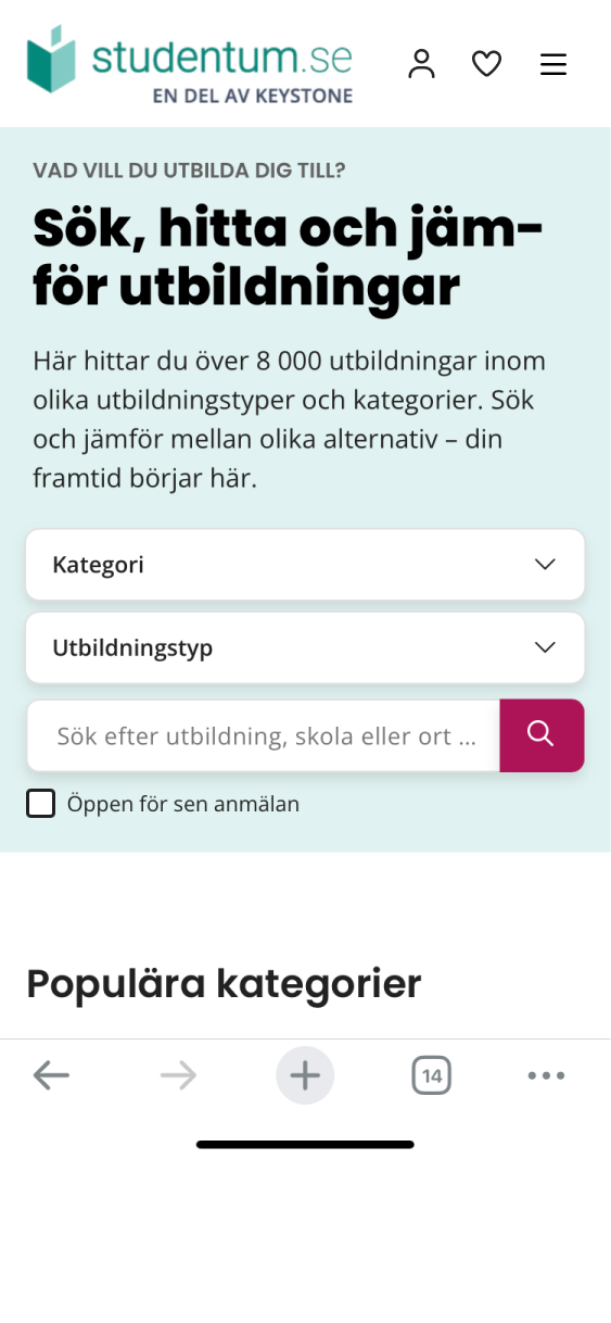 Mobile navigation — not logged in state